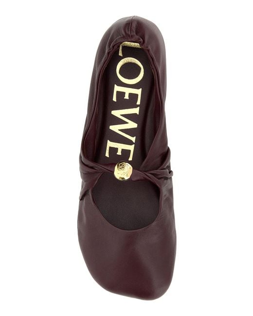 Ballerine Pebble in nappa bordeaux di Loewe in Brown