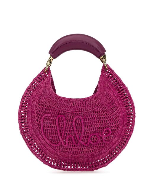Borsa a mano Banana in rafia fucsia di Chloé in Pink