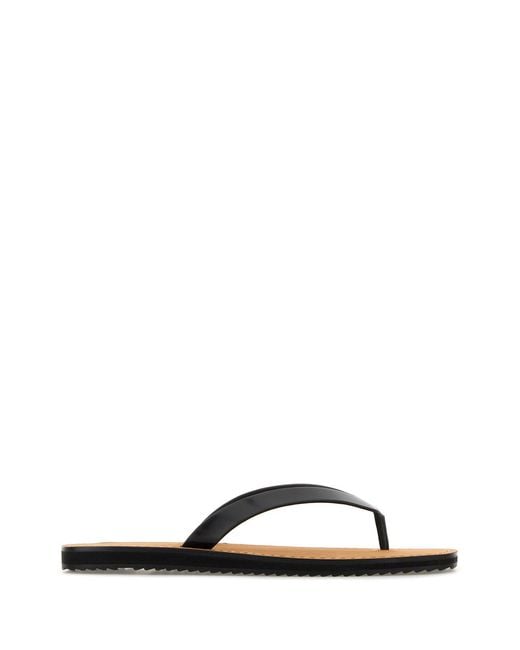 The Row Black Leather City Thong Slippers for men