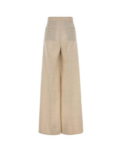Pantalone dalla gamba ampia Acinoso in lana sabbia di Max Mara in Natural