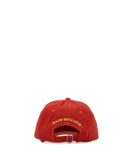 DSquared² Red Cotton Baseball Cap for men