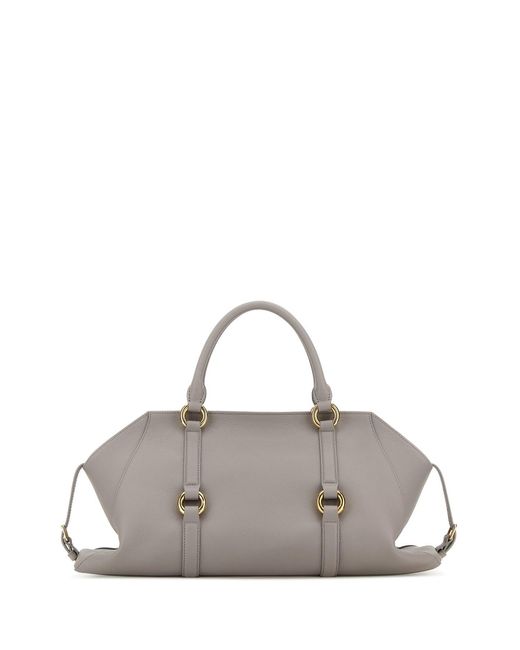 McQueen Gray Grey Leather Medium Farringdon Handbag