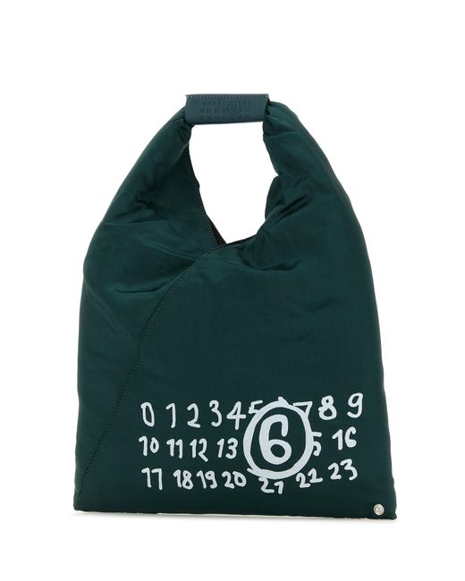 Borsa a mano Japanese piccola in rayon verde bottiglia di MM6 by Maison Martin Margiela in Black