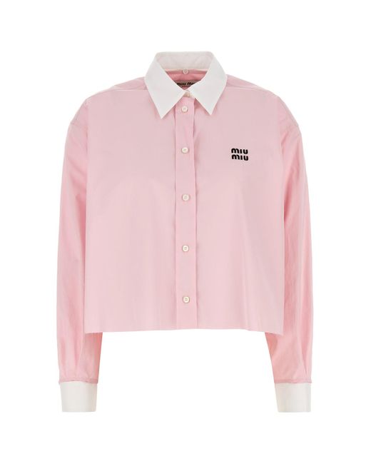 Camicia in popeline rosa di Miu Miu in Pink