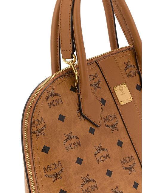 MCM Brown Printed Canvas Aren Vi Handbag