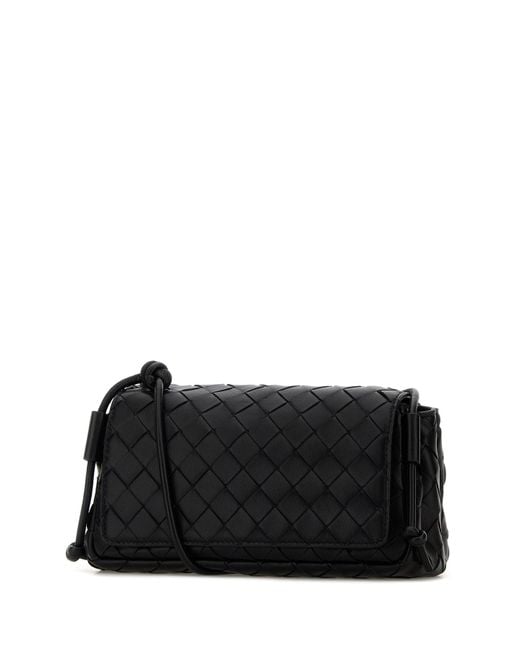 Borsa a tracolla Notturno in nappa nera di Bottega Veneta in Black