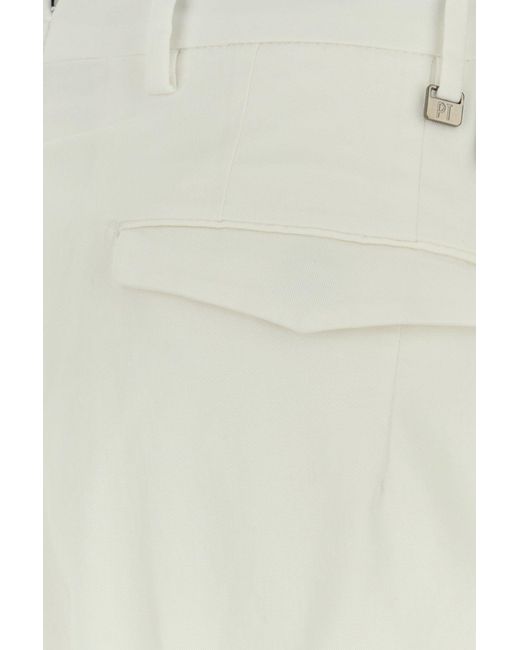 PT Torino White Stretch Cotton Pant for men