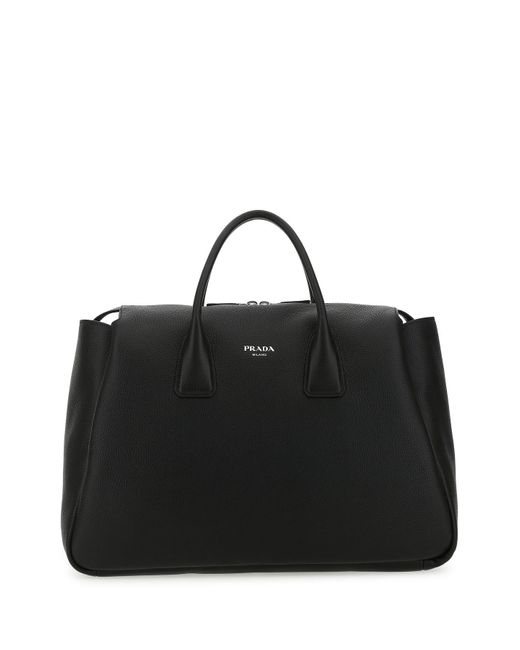 Prada Black Leather Travel Bag for Men Lyst