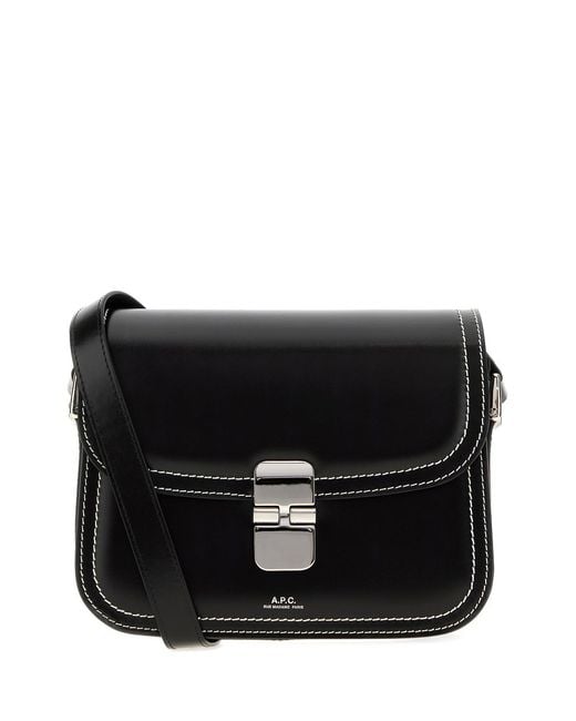 A.P.C. Black Leather Small Grace Shoulder Bag