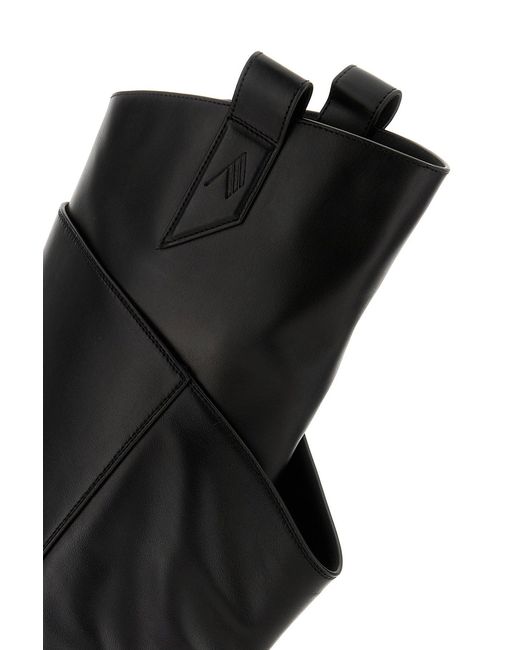 The Attico Black Leather Passeggiata Boots