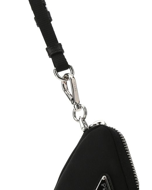 Portachiavi in nylon nero di Prada in Black da Uomo