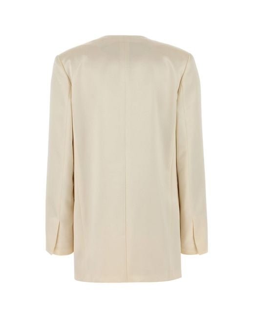 Alberta Ferretti Natural Ivory Satin Blazer