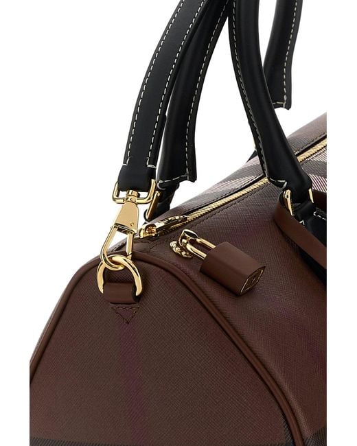 Borsa a mano Check media in tela stampata di Burberry in Brown