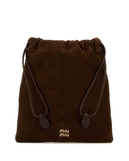 Busta in pelle scamosciata marrone di Miu Miu in Brown