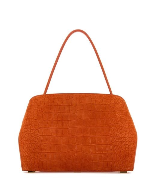 Ferragamo Orange Suede Medium Hug Soft Shoulder Bag