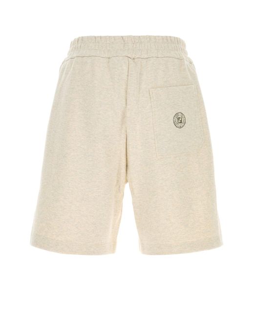 Bermuda in cotone crema melangè di Fendi in Natural da Uomo
