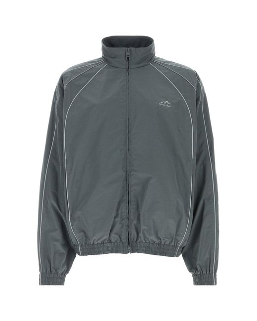 Balenciaga Gray Dark Grey Cotton And Nylon Jacket for men