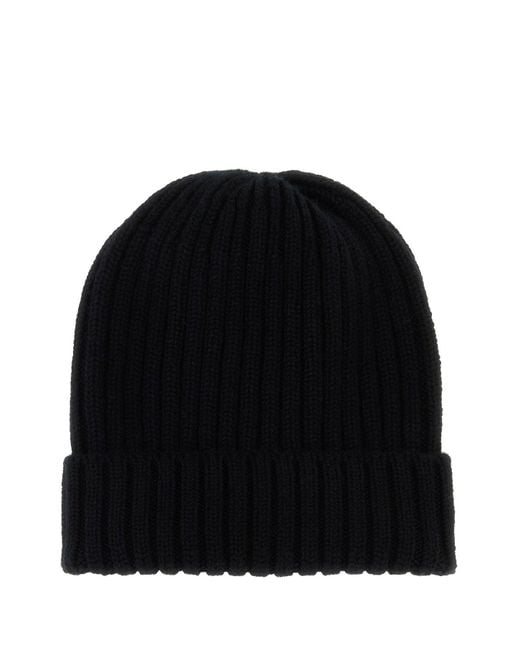 Fedeli Black Cashmere Beanie Hat for men