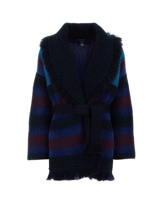 GIORGIO ARMANI X ALANUI Blue Embroidered Cashmere Blend Cardigan