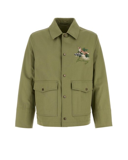 Giubbino in cotone verde di Burberry in Green da Uomo