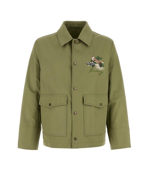Burberry Green Cotton Jacket for men