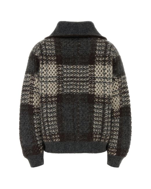 Brunello Cucinelli Black Embroidered Mohair Blend Cardigan