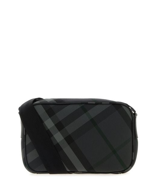 Borsa a tracolla Grid in tela ricamata di Burberry in Black da Uomo