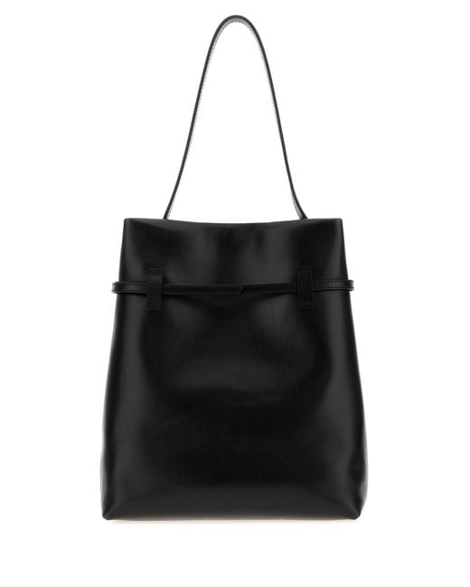 MANU Atelier Black Leather Shopping Bag
