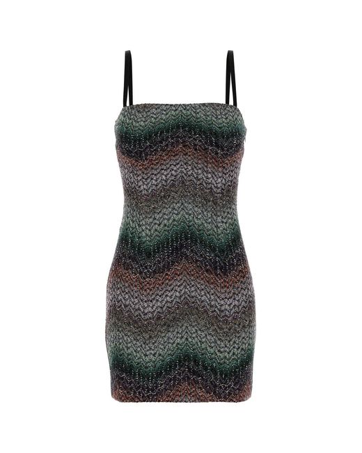 Missoni Black Embroidered Viscose Blend Mini Dress