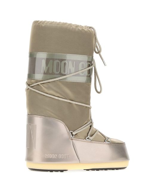 Moon Boot Natural Dove Grey Satin Icon Boots