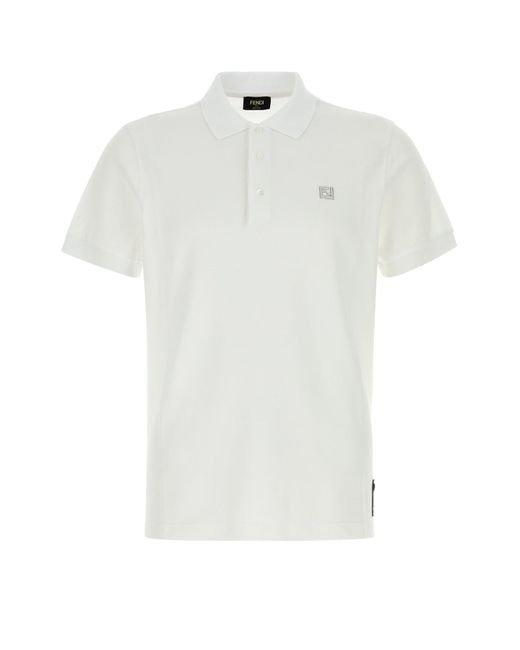 Polo in piquet bianco di Fendi in White da Uomo