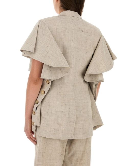 Moschino Natural Textured Notched Lapel Jacket
