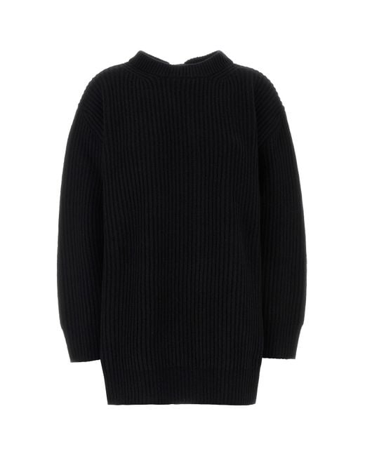 MM6 by Maison Martin Margiela Black Stretch Wool Blend Oversize Sweater
