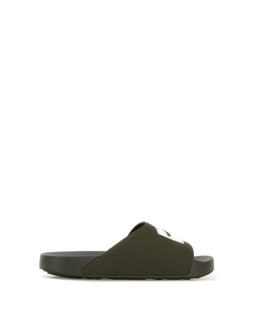 Givenchy Army Green Rubber Label Slippers for men