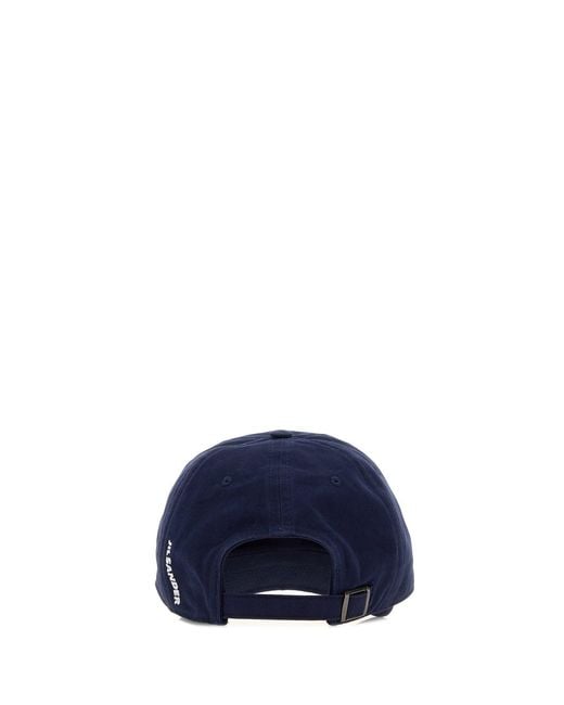 Jil Sander Blue Twill Baseball Cap for men