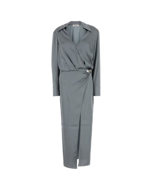 The Attico Gray Dark Satin Dress
