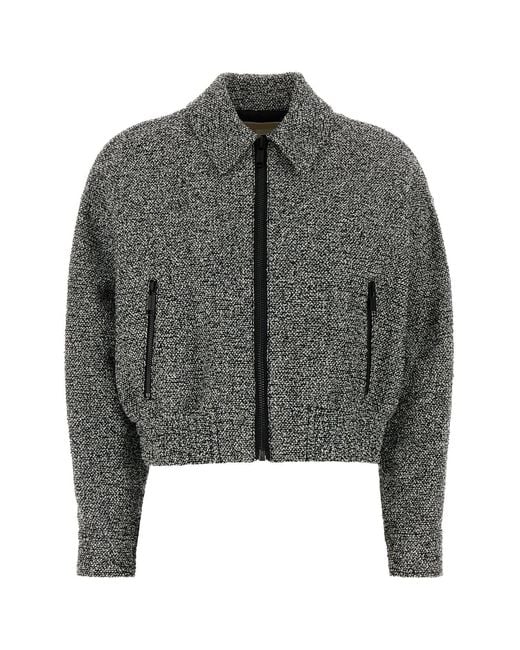 MICHAEL Michael Kors Gray Two-tone Tweed Bomber Jacket
