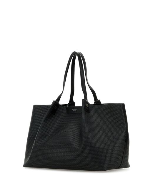 Borsa shopping in similpelle grigio scuro di Serapian in Black da Uomo