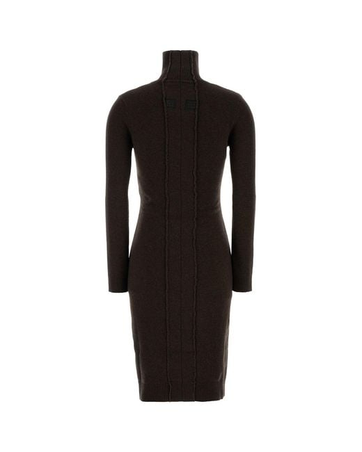MM6 by Maison Margiela Black Dark Brown Wool Blend Sweater Dress