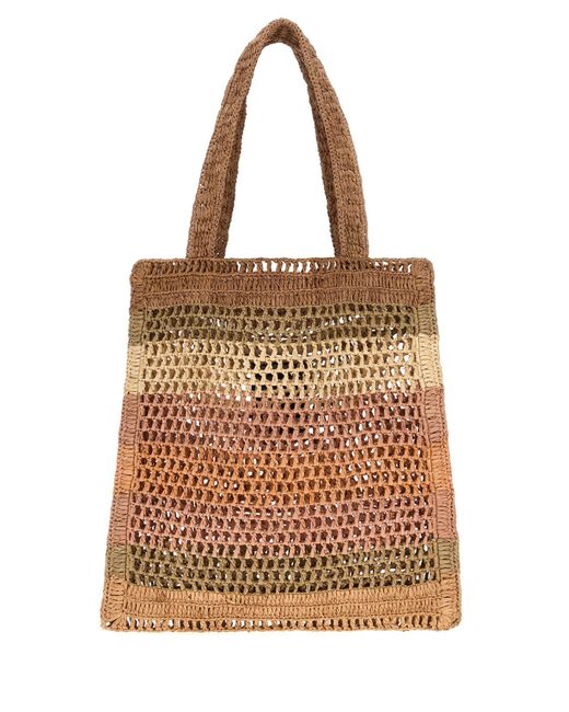 Borsa shopping Summer Banana in rafia ricamata di Chloé in Brown