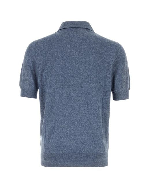 Brunello Cucinelli Blue Short Sleeves Polo for men