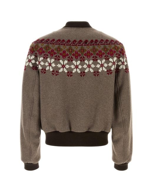 Dries Van Noten Brown Mud Wool Blend Valtor Bomber Jacket for men