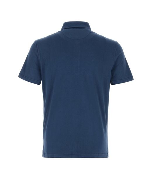 Fedeli Blue Stretch Cotton Polo Shirt for men