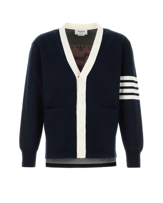 Thom Browne Midnight Blue Cotton Blend Cardigan for men