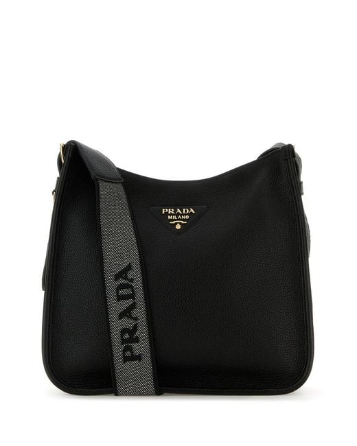 Borsa a spalla in pelle nera di Prada in Black