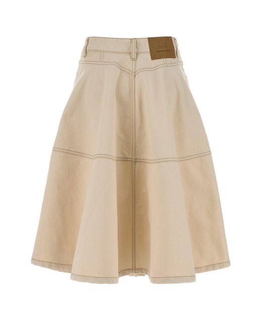AMI Natural Ami Melange Ivory Denim Skirt