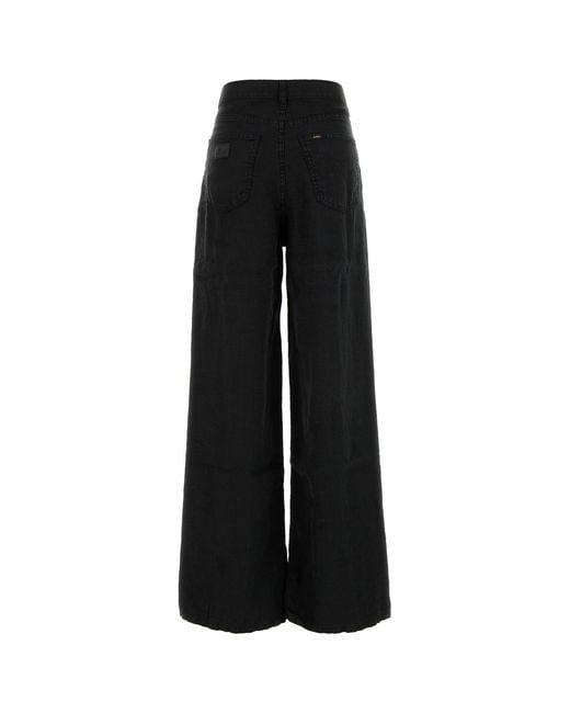 Lois Black Linen Skater Wide-leg Pant