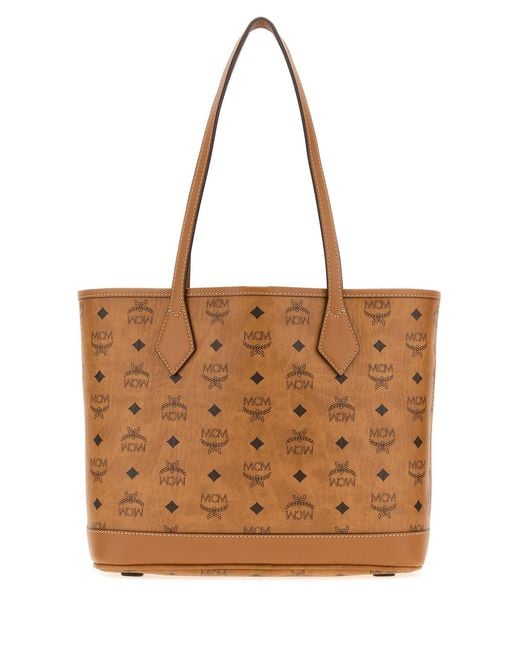 MCM Brown Printed Canvas Liz Vi Shopping Bag