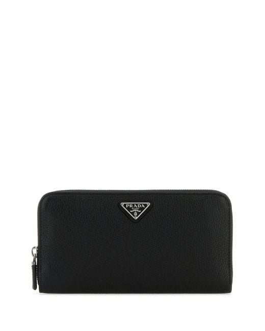 Portafoglio in pelle nera di Prada in Black da Uomo