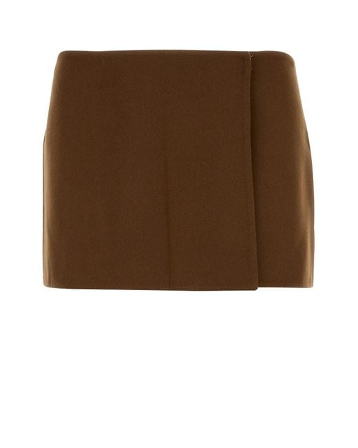 Minigonna in misto lana marrone di Miu Miu in Brown